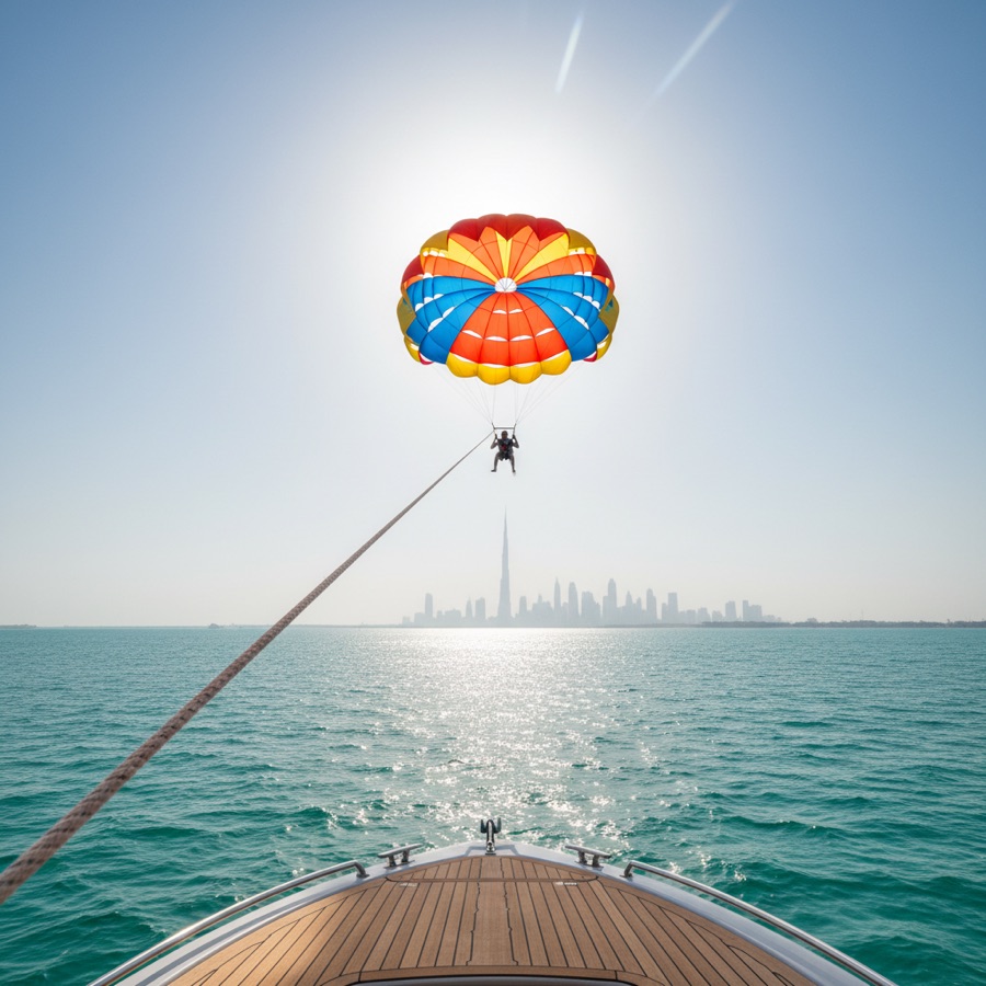 Parasailing above the Arabian Gulf